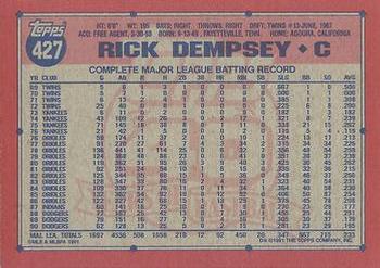 1991 Topps #427 Rick Dempsey Back