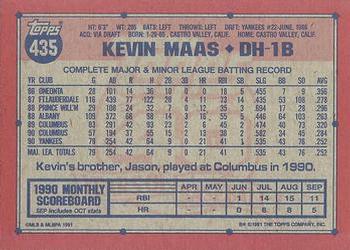 1991 Topps #435 Kevin Maas Back