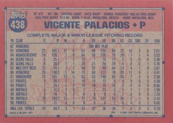 1991 Topps #438 Vicente Palacios Back