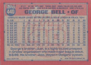 1991 Topps #440 George Bell Back