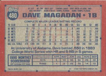 1991 Topps #480a Dave Magadan Back