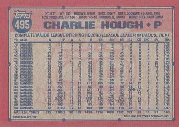 1991 Topps #495 Charlie Hough Back