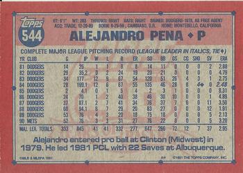 1991 Topps #544a Alejandro Pena Back
