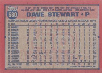 1991 Topps #580 Dave Stewart Back