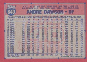 1991 Topps #640 Andre Dawson Back