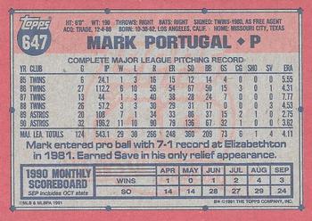1991 Topps #647 Mark Portugal Back