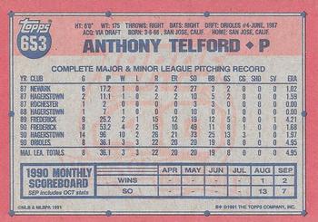 1991 Topps #653 Anthony Telford Back