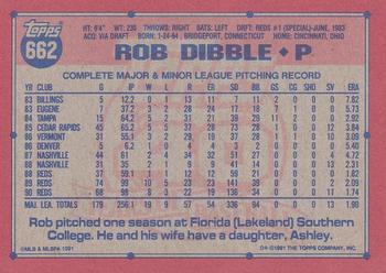 1991 Topps #662 Rob Dibble Back