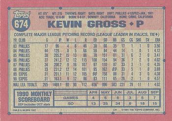 1991 Topps #674 Kevin Gross Back
