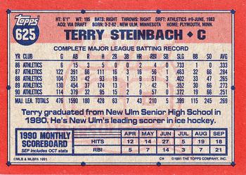 1991 Topps #625 Terry Steinbach Back