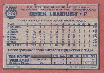 1991 Topps #683 Derek Lilliquist Back