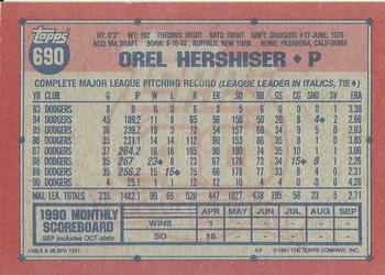 1991 Topps #690 Orel Hershiser Back