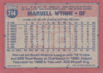 1991 Topps #714 Marvell Wynne Back