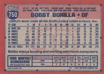1991 Topps #750 Bobby Bonilla Back
