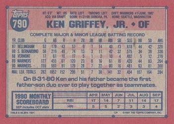 1991 Topps #790 Ken Griffey, Jr. Back