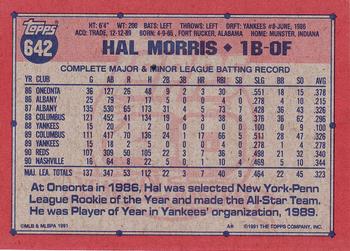 1991 Topps #642 Hal Morris Back