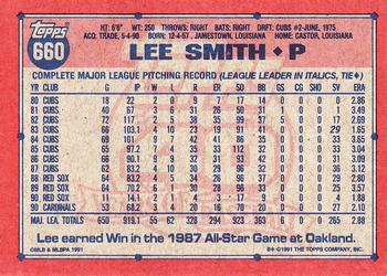1991 Topps #660 Lee Smith Back