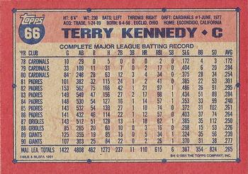 1991 Topps #66 Terry Kennedy Back