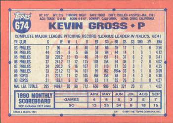 1991 Topps #674 Kevin Gross Back
