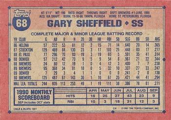 1991 Topps #68 Gary Sheffield Back