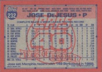 1991 Topps #232 Jose DeJesus Back