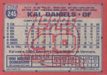 1991 Topps #245 Kal Daniels Back