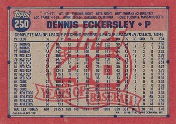 1991 Topps #250 Dennis Eckersley Back