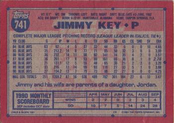 1991 Topps #741 Jimmy Key Back