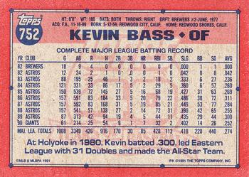 1991 Topps #752 Kevin Bass Back