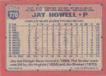 1991 Topps #770 Jay Howell Back