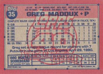 1991 Topps #35 Greg Maddux Back