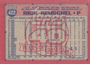1991 Topps #422 Rick Reuschel Back