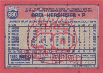1991 Topps #690 Orel Hershiser Back