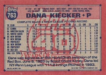 1991 Topps #763 Dana Kiecker Back
