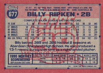 1991 Topps #677 Billy Ripken Back