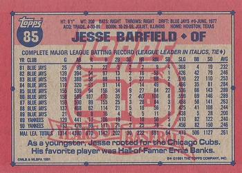 1991 Topps #85 Jesse Barfield Back