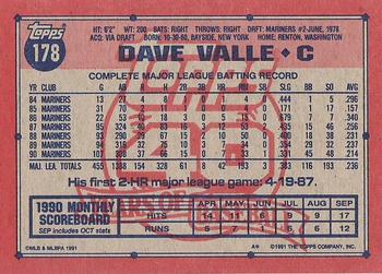 1991 Topps #178 Dave Valle Back