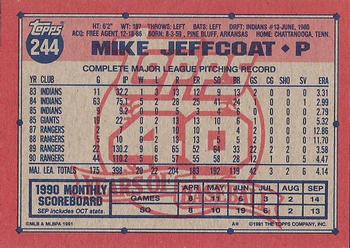 1991 Topps #244 Mike Jeffcoat Back