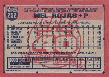 1991 Topps #252 Mel Rojas Back