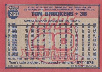 1991 Topps #268 Tom Brookens Back