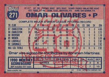 1991 Topps #271 Omar Olivares Back
