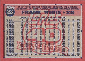 1991 Topps #352 Frank White Back