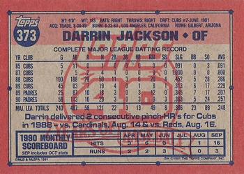 1991 Topps #373 Darrin Jackson Back