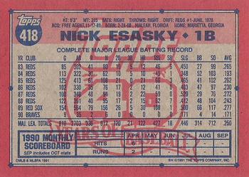 1991 Topps #418 Nick Esasky Back