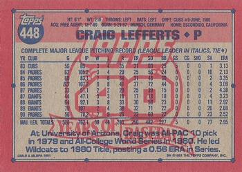 1991 Topps #448 Craig Lefferts Back