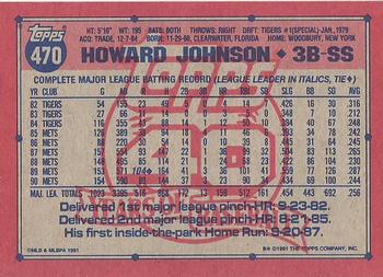 1991 Topps #470 Howard Johnson Back
