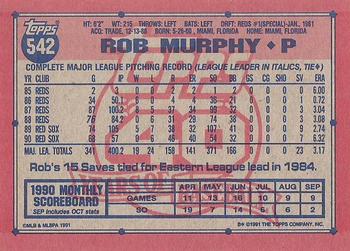 1991 Topps #542 Rob Murphy Back