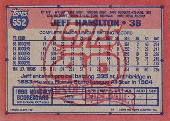 1991 Topps #552 Jeff Hamilton Back