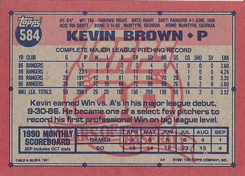 1991 Topps #584 Kevin Brown Back