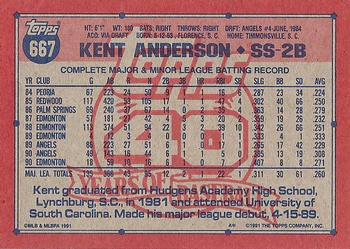 1991 Topps #667 Kent Anderson Back